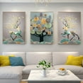 thumbnail image 2 of 3pcs Frameless Abstract Chinese Feng Shui Golden Rich Tree Wall Art Canvas Painting, Art for Living Room Cuadros Decor, No Frame, 15.7*23.6in, Perfect for Room Decor, 2D Flat, Perfect for Room Decor, 2 of 4