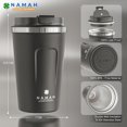 thumbnail image 3 of Czcpp-Namah Tasse de Voyage Isolée 12oz avec Couvercle – Gobelet Contenant Isotherme en Acier Inoxydable à Double Paroi / Étanche, Réutilisable, Boisson Chaude et Froide – Noir Charbon, 3 of 4