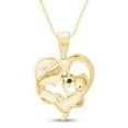 thumbnail image 3 of AFFY Emerald & White Cubic Zirconia Mom Heart Pendant Necklace 14k Yellow Gold over Silver, 3 of 5