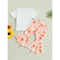 thumbnail image 4 of Bagilaanoe 2pcs Toddler Baby Girl Long Pants Set Letter Rainbow Print Short Sleeve T-Shirts Tops + Flare Trousers 6M 12M 18M 24M 3T 4T Kids Casual Outfits, 4 of 9