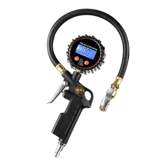 CZC AUTO 1/4" Digital Tire Inflator Pressure Gauge with Rubber Hose 250PSI