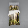 thumbnail image 2 of Ambesonne Nature Bedding Set 4 Pcs, Forest Leaves at Sunrise, Queen, Yellow Green Brown, 2 of 3