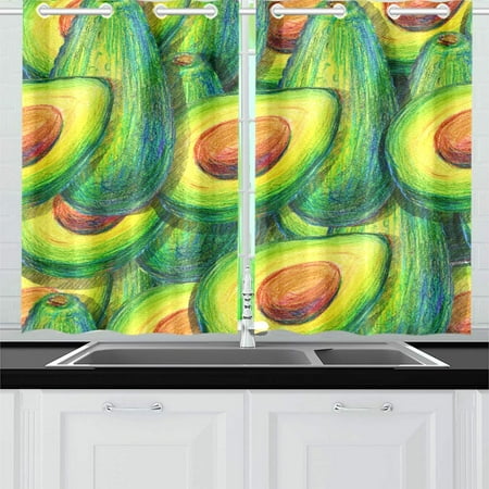 Yusdecor Avocado Pattern Window Curtains Kitchen Curtain Room Bedroom Drapes Curtains 26x39 Inch 2 Piece Walmart Canada