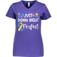 thumbnail image 3 of Inktastic Just Down Right Perfect Down Syndrome Awareness Ribbon Women's V-Neck T-Shirt, 3 of 5