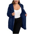 thumbnail image 5 of Fnooota Womens Fleece Jacket, Mid Length Hooded Full Zip Warm Winter Outerwear Dark Blue Size M, 5 of 9