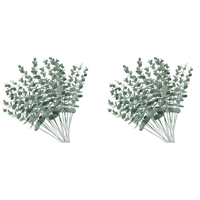 40 Piezas Tallos de Eucalipto Artificiales Hojas Falsas Ramas de Plantas de Eucalipto Verde Gris Falso Tallos Verdes