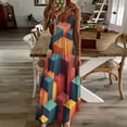 thumbnail image 4 of Colorful Squares Modern Art Sleeveless Suspender Dress Summer Fashion Casual Long Dress, 4 of 9