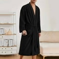 thumbnail image 4 of KyCheLot Mens Bath Robes Vintage Color Block Loose Long Sleeve with Belt over Knee Length Pajamas, 4 of 7
