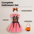 thumbnail image 6 of Girls Halloween Pumpkin Tutu Dress 3-Piece Set, with Pumpkin Headband Candy Bag, Kids Dress Up Outfit for Trick-or-Treat Birthday Fall Party (3#Multicolour/5-6 Years), 6 of 9