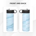 thumbnail image 3 of Honeii Light Blue Marble Print 18 oz Insulated Water Bottle with Straw Lid, Stainless Steel Sports Water Bottles, Double Walled Vacuum, Leak Proof, 3 of 8