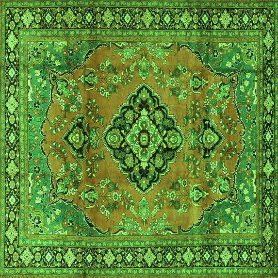 Ahgly Company Indoor Square Persian Green Traditional Area Rugs, 7' Square