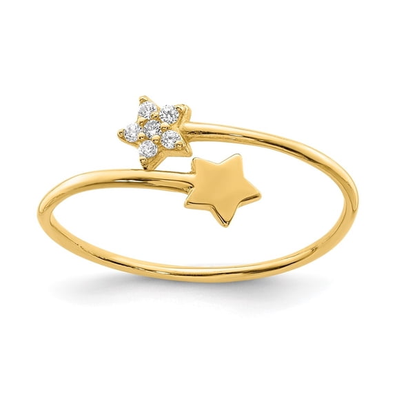 Diamond2Deal 14k Yellow Gold Cubic Zirconia Star Ring Size- 7 for Women