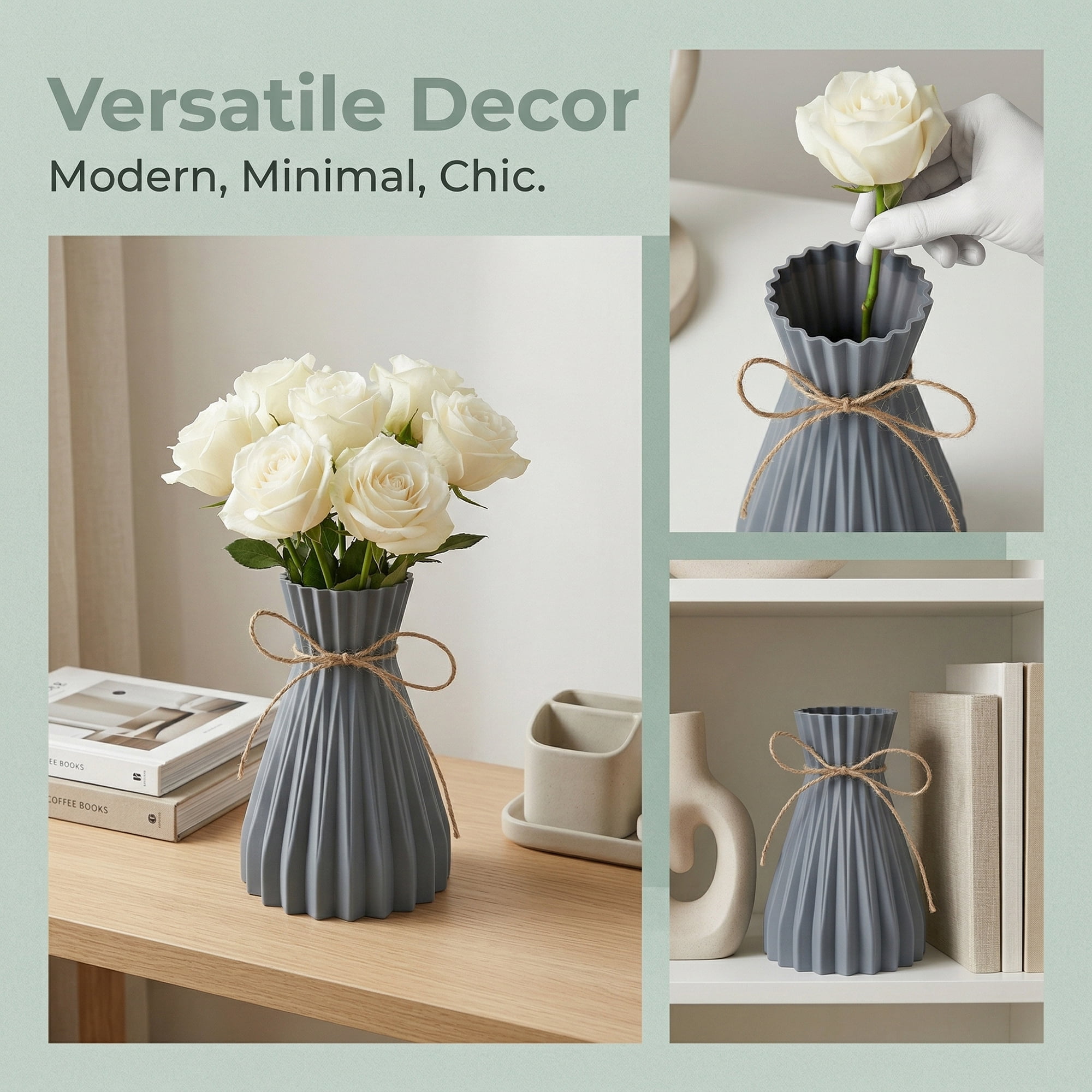 Unique Bargains Modern Geometric Unbreakable Flower Vase Grey 4.7" x 4.7" x 6.7"