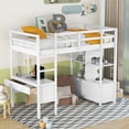 thumbnail image 3 of M optimized Wooden Loft Bed Frame with Built-in Drawers, Desk, Shelves, Twin Size Loft Bed Frame with Full-Length Guardrail, Ladder for Bedroom, Small Space, 3 of 8