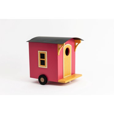 Home Bazaar She Shed Wooden Birdhouse Mint And Pink Walmart Com