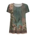 thumbnail image 6 of aohooy Petal Sleeve Tops for Women Boho Style Pleated Casual Summer Tops Short Sleeve Round Neck Shirts Cute Loose Comfy Tee 2025 Multicolor,S, 6 of 7