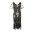 thumbnail image 3 of Njagoc3 Womens Sleeveless Fringe Trim Flapper Dress, 1920s Style Party Gown, Roaring Twenties & Costume Wear, 3 of 6