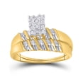 thumbnail image 4 of 10K Yellow Gold His Hers Round Dia. Cluster Matching Wedding Set 1/10ctw, Women's Size: 5-10, Mens Size: 7-13, 4 of 4