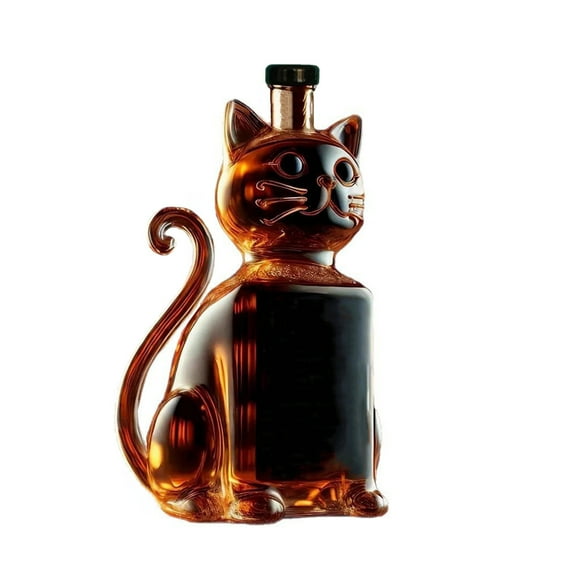 Mauxuk Kitty Whiskey Bottle - High Borosilicate Glass Fashionable Cat-Shaped Liquor Bottle (10.1oz) for Enhancing Wine Style, Unique Collectible & Gift for Whiskey Lovers, Durable & Stylish Barware