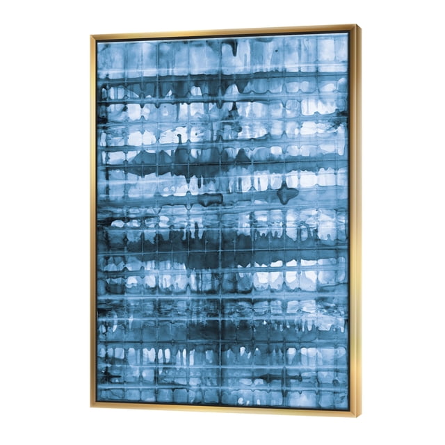 Aquarelle Indigo Géométrique V - Toile Encadrée Contemporaine