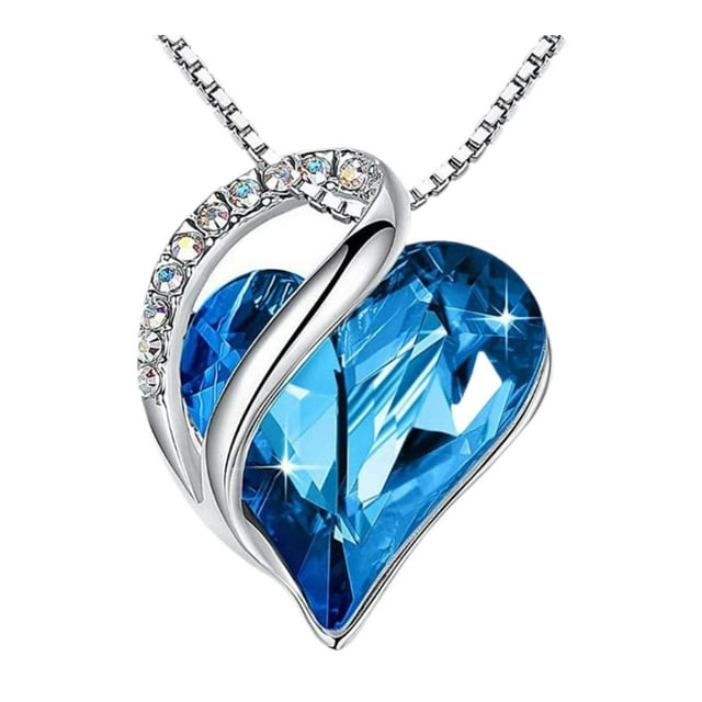 Collar con colgante de corazón de amor, cadena para el cuello, regalos de cumpleaños y vacaciones para esposa Azul