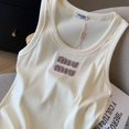 thumbnail image 3 of ????Miu Miu Cream Sleeveless Fitted Crop Tank Top, 3 of 5