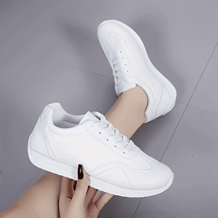

CHANGSHABR Women‘s Lace-up Casual Sneakers with Platform Sole for Maximum Comfort - Low-top White Trainers with Minimalist Style