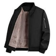 thumbnail image 7 of Mens Fleece Lined Jackets Long Sleeve Zip Up Baseball Coats with Pockets Casual Solid Color Thermal Warm No Hood Motorcycle Outerwear Jacket, 7 of 7