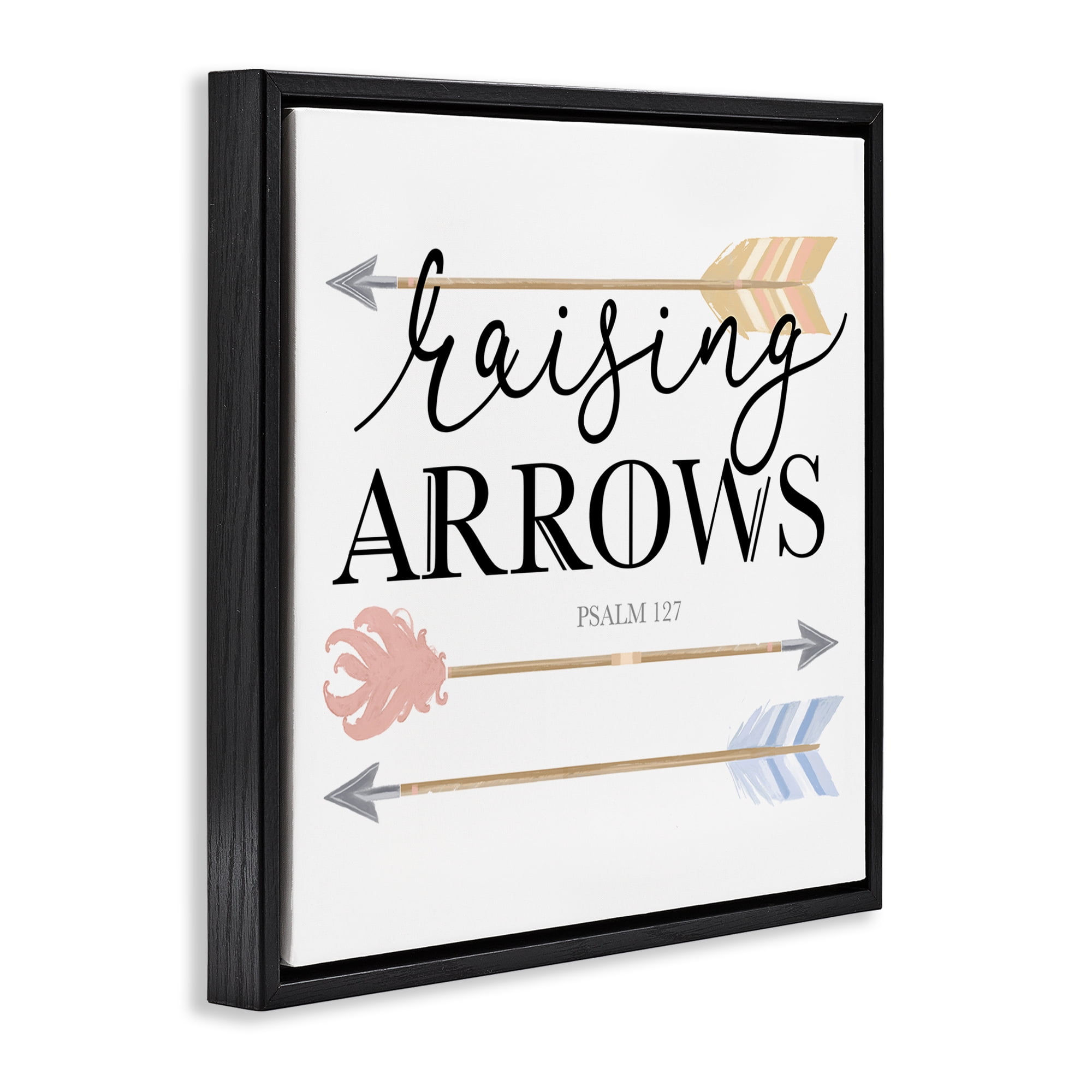 Stupell Industries Spiritual Raising Arrows Religious & Spiritual Painting Black Floater Framed Canvas Art Print Wall Art, 18 x 18