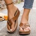 thumbnail image 5 of GERsome Women's Flip-Flops Open Toe Slip-On Wedge Thong Sandals Beach Summer Walking Slides Shoes, Brown Size 6.5, 5 of 7