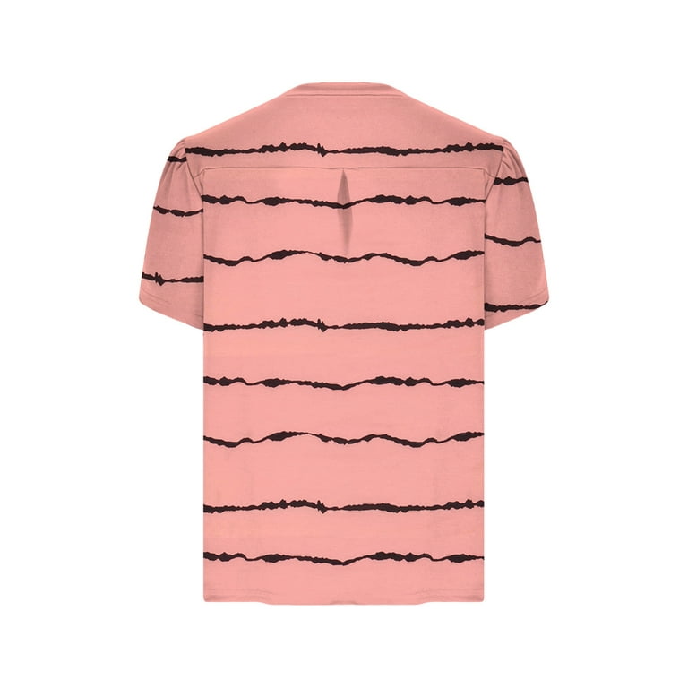 Zpanxa Womens T Shirts Womens Summer Solid V Neck Loose Short Sleeve Tops  T-shirt Blouse Womens Workout Tops Shirts Hot Pink 5XL 