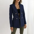 thumbnail image 5 of ClodeEU Women's Blazer Jacket, Long Sleeve Notched Lapel Double Breasted Suit Jacket,Trendy Office Wear Dark Blue,Womens Plus XL, 5 of 8