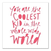 Coolest Kid Pink Text 12x12 Canvas Wall Art