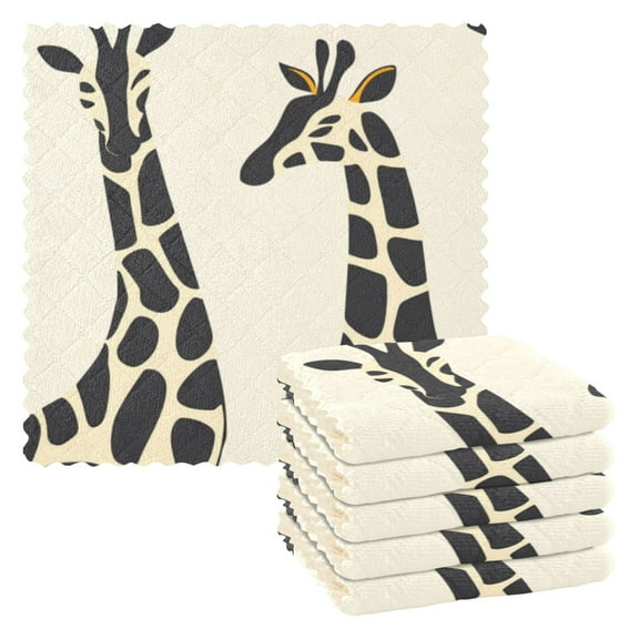 6 Pieces of Kitchen Towels 11x11Inch Kitchen Dish Cloths Kitchen Dish Towels Reuseable Cleaning Cloths Gray Giraffe