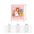 thumbnail image 5 of Adorable Cartoon Animals Flannel Blanket - Soft Cozy Warm Design with Brown Bear Blue & White Cats Orange Dog on Pink Heart Background, 5 of 7