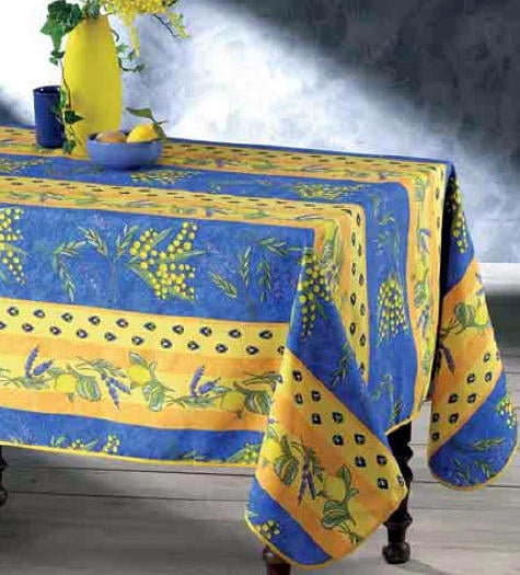 60X120" RECTANGLE STAIN RESISTANT SUNFLOWERS BLUE FRENCH PROVENCE TABLECLOTH NEW 