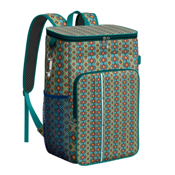 Nordic Style Boho Cooler Backpack - 20L Insulated Leakproof Bag, Bohemian Design for Beach