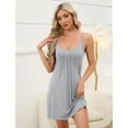 thumbnail image 3 of Womens Sleeveless Nightgown O Neck Sleeveless Sleep Dress Spaghetti Strap Racerback Pajama Dress Women's Cami Chemise Nightdress, S-XXL, 3 of 18