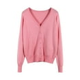 thumbnail image 1 of HBFAGFB Cardigan for Women Spring Autumn Knitted Long Sleeves Simple Versatile Daily Wear Pink Size XXL, 1 of 3
