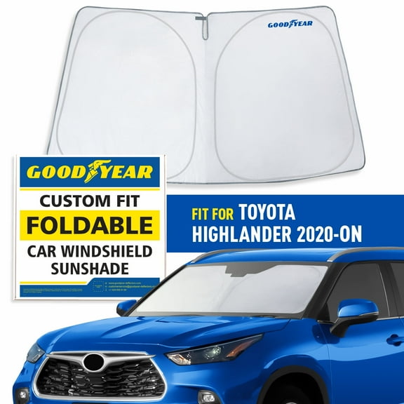 Goodyear Foldable Windshield Sun Shade for Toyota Highlander 2020-2026, Custom-Fit Car Windshield Cover, Car Sunshade, Vehicle Sun Protector, Auto Car Window Shades for Front Window - GY008216