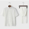 thumbnail image 3 of Bcfgryg Men's Linen Set 2 Piece Clothing Shirt Casual Set Short Sleeved Pants Set Men’s Outfit Sets, 3 of 3