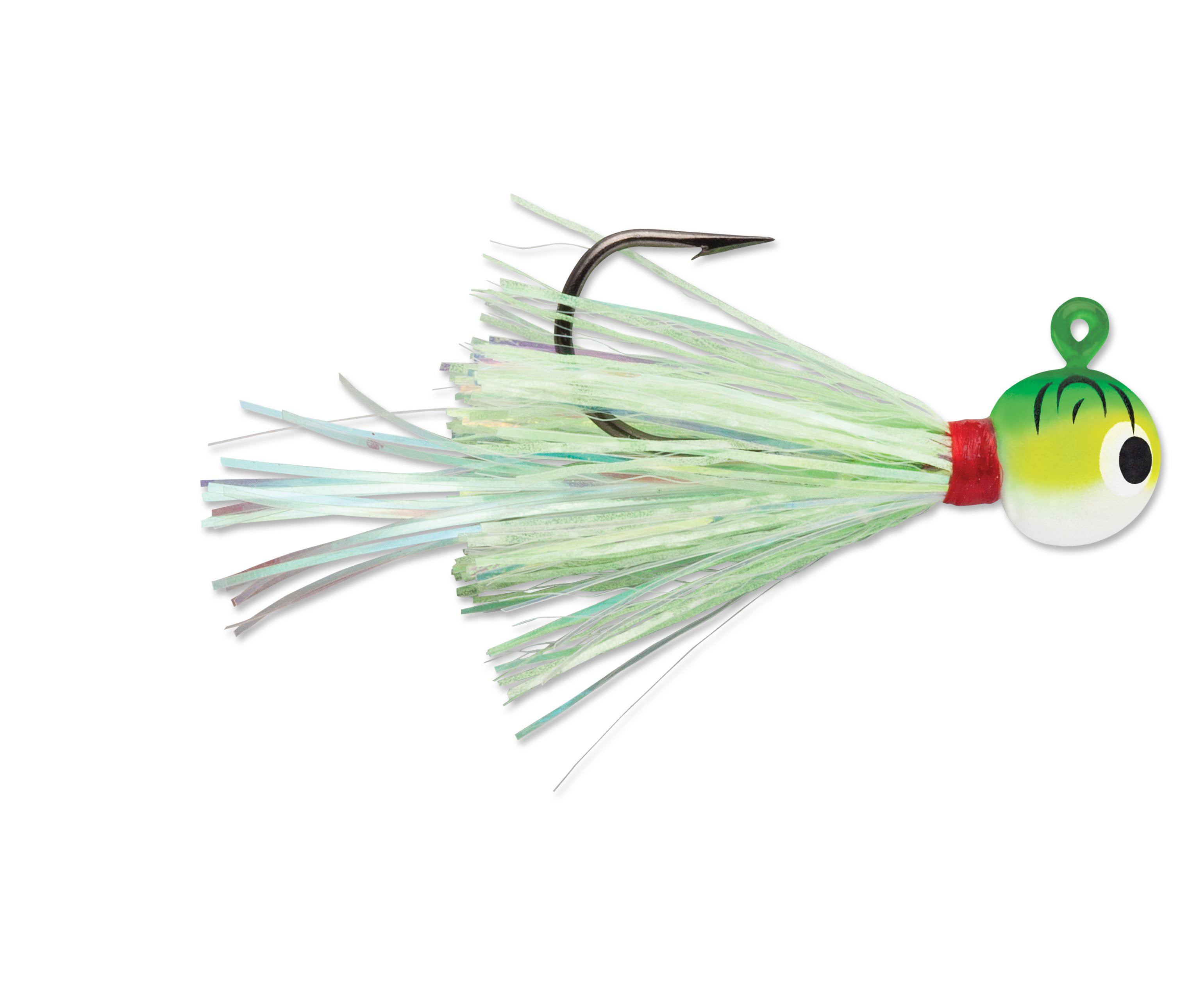 1/16 oz Feather Grubs 30 White Jigs With Red Hooks And Flashaboo 