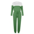 thumbnail image 5 of BLOCLOALO 2 Piece Lounge Set Pullover Crewneck Sweater Women's Outfit Crewneck Pullover Tops and Long Pants Sweatsuits with Sweatpants Long Sleeve Tops Drawstring Pants Comfy Lounge Set Green S, 5 of 5