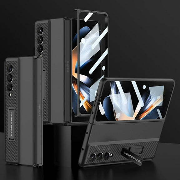 Screen Protector Compatible with Z Fold 4 Case with Hhidden Folding Stand All Inclusive Protection for Samsung Galaxy Z Fold 4 2022 5G,Black