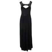 B & A By Betsy & Adam Womens Navy Sleeveless Illusion-Trim Cutout Chiffon Gown 4