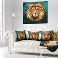 thumbnail image 3 of Designart Lion Head in Blue - Animal Throw Pillow - 18x18, 3 of 5