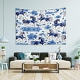 thumbnail image 5 of Blue Horse Floral Tapestry Wall Hanging Tapestries Happy Colorful Hippie Psychedelic Art Polyester Carpet Wall Decorative for Living Room Bedroom 60x51inch, 5 of 7