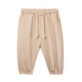 thumbnail image 2 of MKOSPLRT Linen Pants for Kid Little Girl Drawstring Elastic Waist Casual Pants Solid Color Cinch Bottom Pants Comzy Harem Pants with Pocket, 2 of 3
