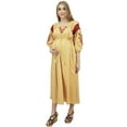 thumbnail image 2 of Bimba Moms Drawstring Maternity Dress Beige Embroidered Nursing Sleepwear-22, 2 of 6