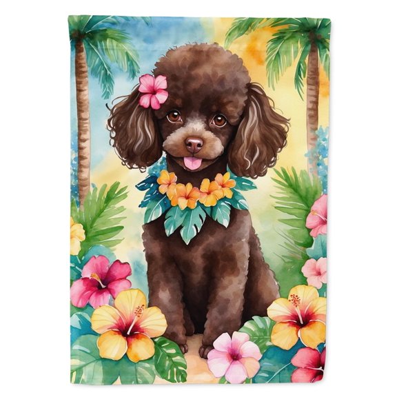 Chocolate Poodle Luau Garden Flag 11.25 in x 15.5 in